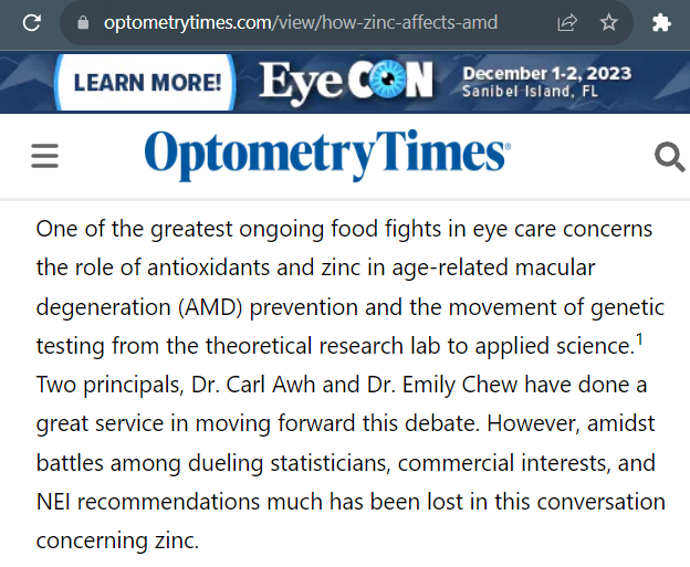 Optometry Times article on age-related macular degeneration
