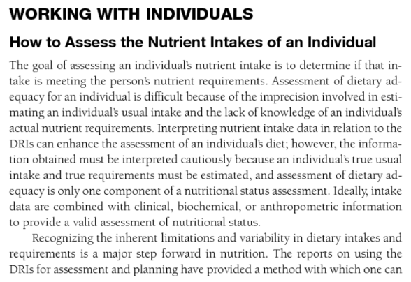 excerpt from the Dietary Reference Intakes book
