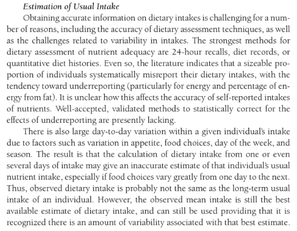 excerpt from the Dietary Reference Intakes book
