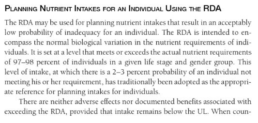 excerpt from the Dietary Reference Intakes book