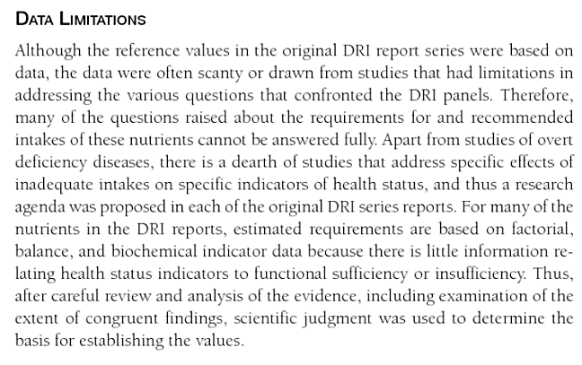 excerpt from the Dietary Reference Intakes book