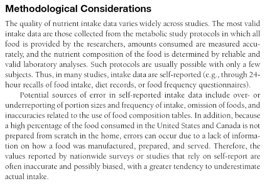 excerpt from the Dietary Reference Intakes book
